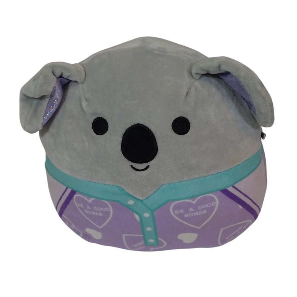 Squishmallows Kellytoy Kirk Koala Plush Gray Purple Be A Good Human Hearts 8"